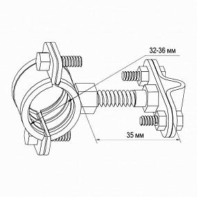 Держатель проводника круглого 8-10 мм на трубе 32-36 мм, оцинк.