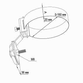 Держатель токоотвода 8-10 мм для труб 0-160 мм универсальный, нерж. лента/ оцинк.